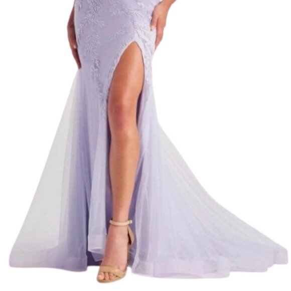 NWT Colette By Daphne CL8645 Glitter Tulle Evening Dress Lilac Size 10 - Picture 2 of 7